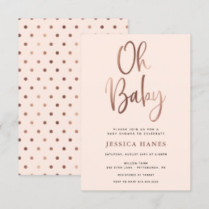 Oh Baby Rose Gold Foil Kinderdusche Einladung
