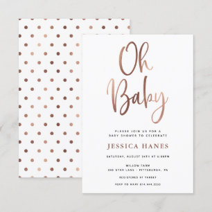 Oh Baby Rose Gold Foil Kinderdusche Einladung
