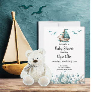 Oh, Baby! Rustic Blue Baby Dusche Einladung