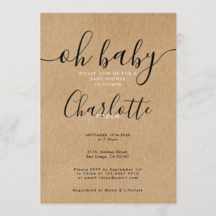 Oh Baby Rustic Kraft Baby Dusche / Sprinkle Einladung