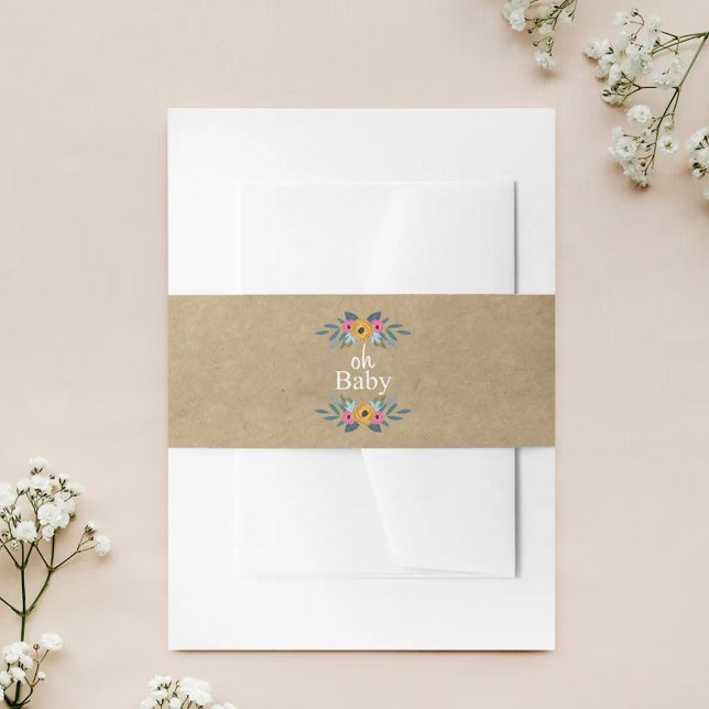 Oh, Baby! Rustic Kraft Blumenkleider Baby Dusche Einladungsbanderole (Von Creator hochgeladen)