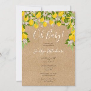 Oh Baby Rustic Lemons Blossom Grüne Babydusche Einladung