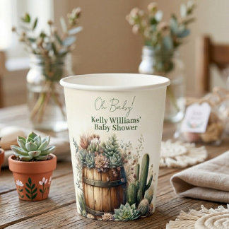 Oh Baby! Rustic Succulents & Cacti Baby Shower Pappbecher
