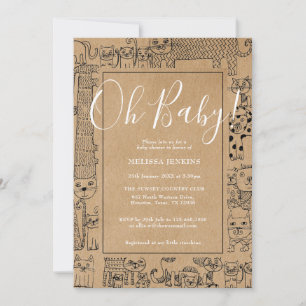 Oh Baby Rustikale Katzen Baby Shower Einladung