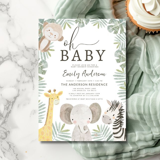Oh Baby Safari Animal Boy's Baby Shower Einladung (Von Creator hochgeladen)