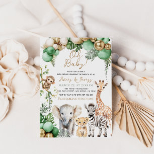 Oh Baby Safari Animal Jungle Green Baby Dusche Einladung