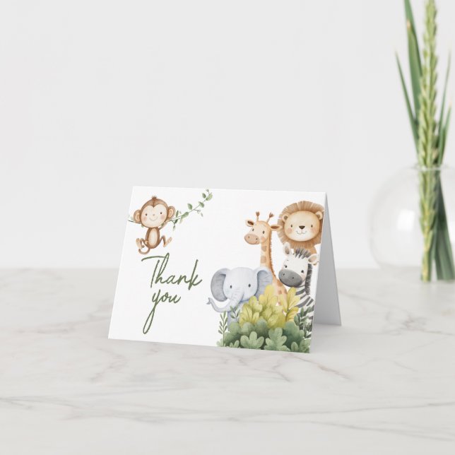 Oh Baby Safari Animals Baby Dusche Dankeskarte (Vorderseite)