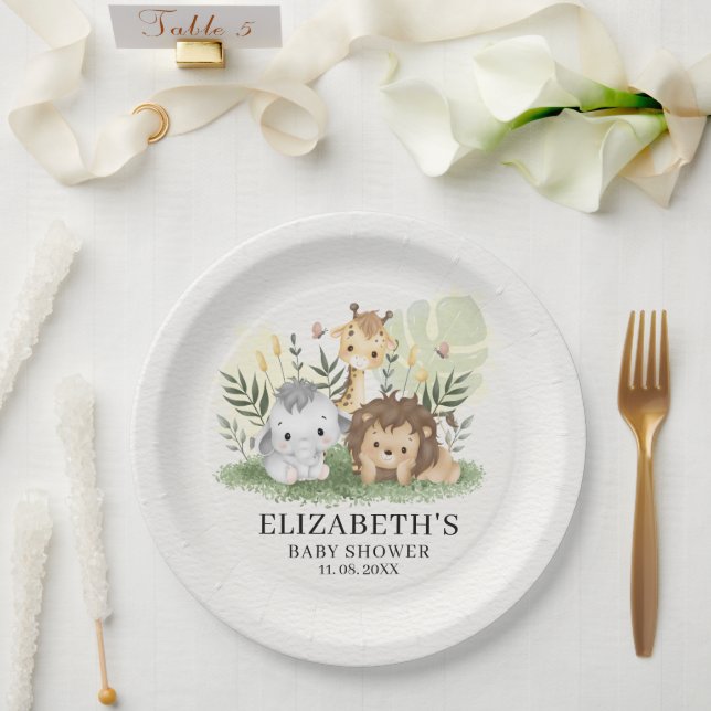 Oh Baby Safari Animals Baby Shower Pappteller (Hochzeit)