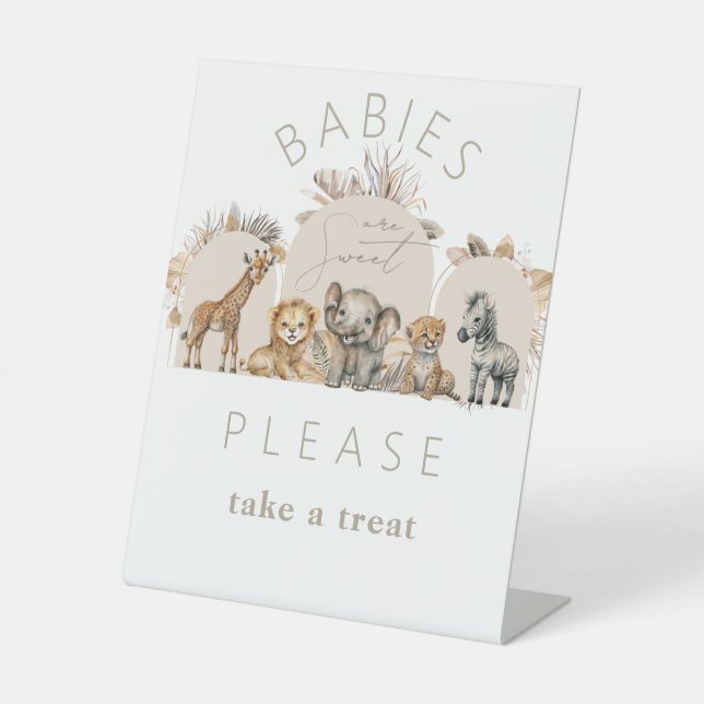Oh Baby Safari Animals Boho Baby Dusche Leckerei Sockelschild (Vorderseite)