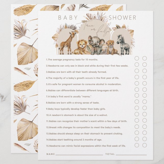 Oh Baby Safari Animals Boho Baby Showspiel (Vorne/Hinten)