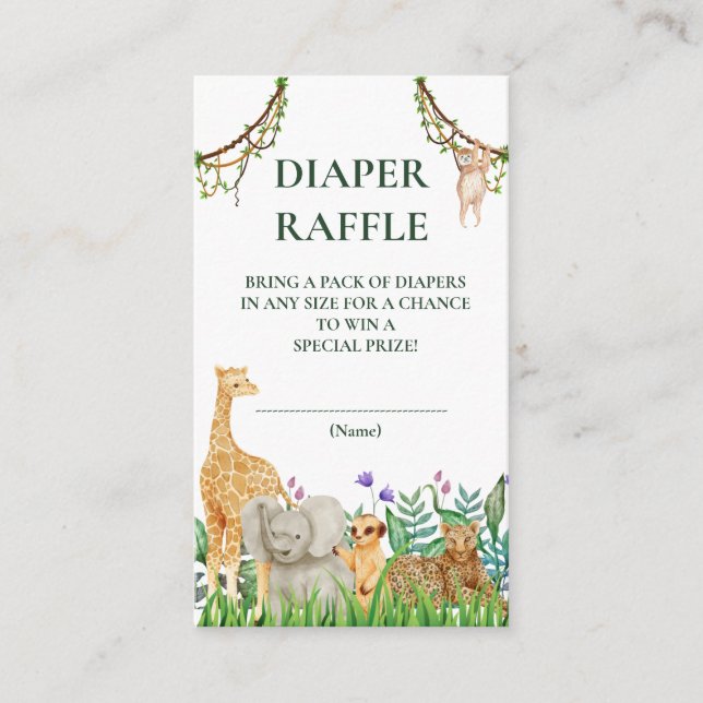 Oh Baby Safari Jungle Baby Duschdusche Windel Raff Begleitkarte (Vorderseite)