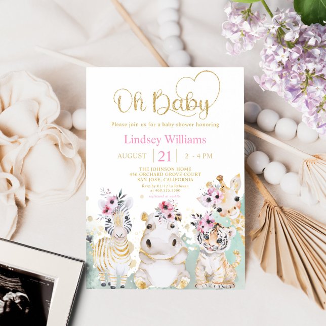 Oh Baby Safari Wild One Zoo Animals Baby Dusche Einladung (Von Creator hochgeladen)