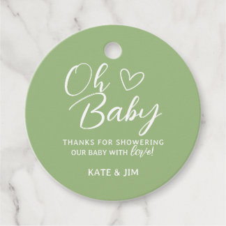 Oh Baby Sage Green Baby Dusche Danke Nachricht Geschenkanhänger