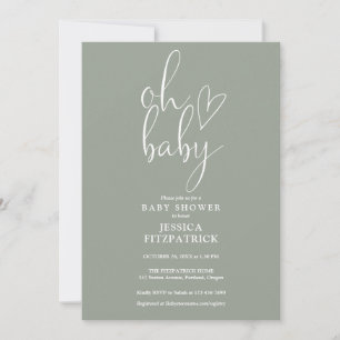 Oh Baby Sage Green Gender Neutral Baby Dusche Einladung