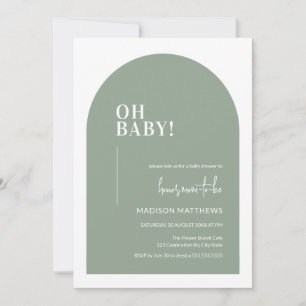 Oh Baby Sage Green Minimal Arch Baby Dusche Einladung
