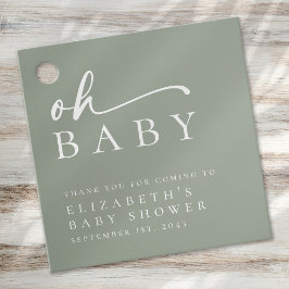Oh Baby Sage Green Minimalistisch Baby Dusche Geschenkanhänger