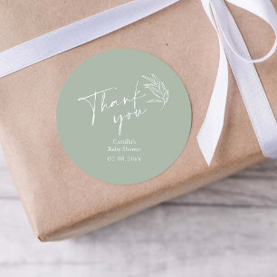Oh Baby Sage Green Modern Baby Dusche Danke Runder Aufkleber