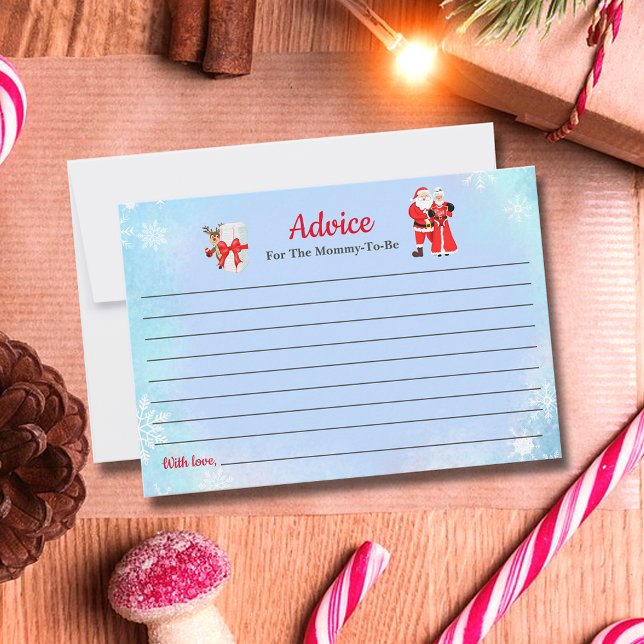 Oh Baby Santa & Mrs Claus Baby Duschberatung Einladung (Capture holiday wisdom with Santa & Mrs. Claus Baby Shower Advice Invitation. )