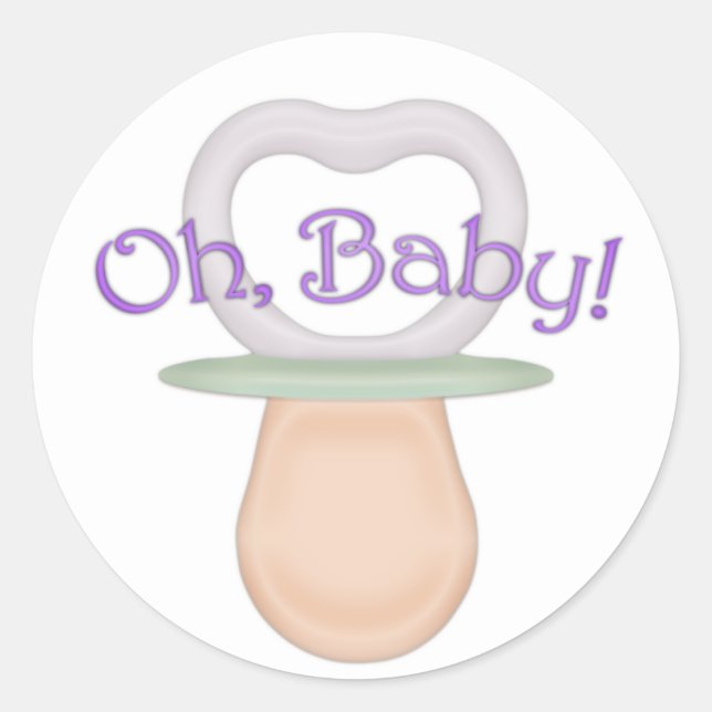 Oh, Baby! Schnuller Design Runder Aufkleber (Vorderseite)