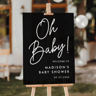 Oh Baby Schriftzug Schwarz-Weiß-Baby-Shower-Empfan Acrylschild