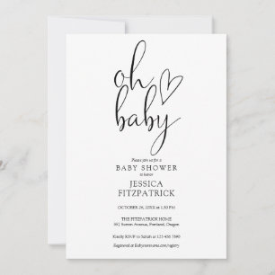 Oh Baby Schwarz-Weiß Geschlechtsneutrale Babyparty Einladung
