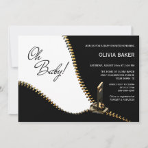 Oh Baby Schwarz-weiß mit Gold Zipper Baby Dusche