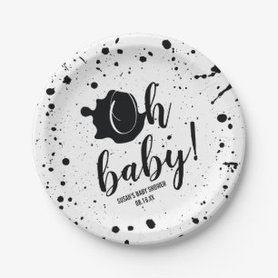 Oh Baby-Schwarzes + Weißer Pappteller