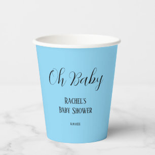 Oh Baby Script Boys Girls Baby Dusche Sky Blue Pappbecher