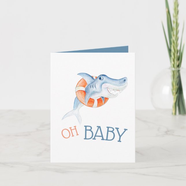 Oh, Baby Shark Wasserfarbe danke Karte (Vorderseite)