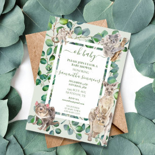 Oh Baby Shower Australische Tiere Wilde Eins Einladung