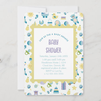 Oh Baby Shower Blue Einladung