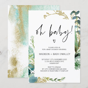 Oh Baby Shower Gender Neutral Baby Bash Grüne Einladung