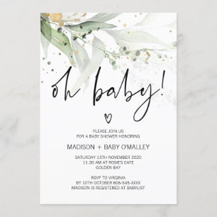 Oh Baby Shower Gender Neutral Baby Bash Grüne Einladung
