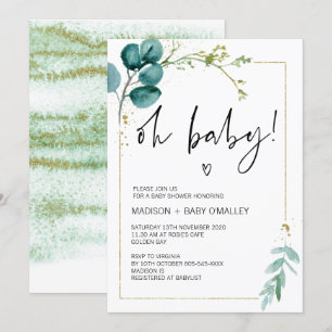 Oh Baby Shower Gender Neutral Baby Bash Grüne Einladung