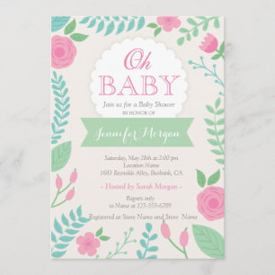 Oh Baby Shower Girly Sweet Chic Floral Einladung