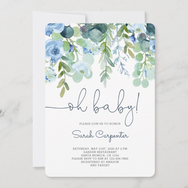 Oh baby shower invitation bébé garçon (Devant)