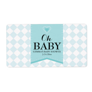 Oh Baby shower Mini Champagne Étiquette Garçon