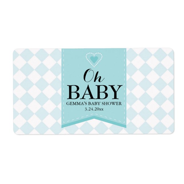 Oh Baby shower Mini Champagne Étiquette Garçon (Devant)