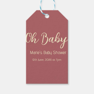oh Baby Shower Name Datum Maron einfach minimal tr Geschenkanhänger