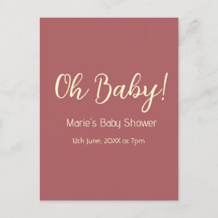 oh Baby Shower Name Datum Maron einfach minimal tr Postkarte