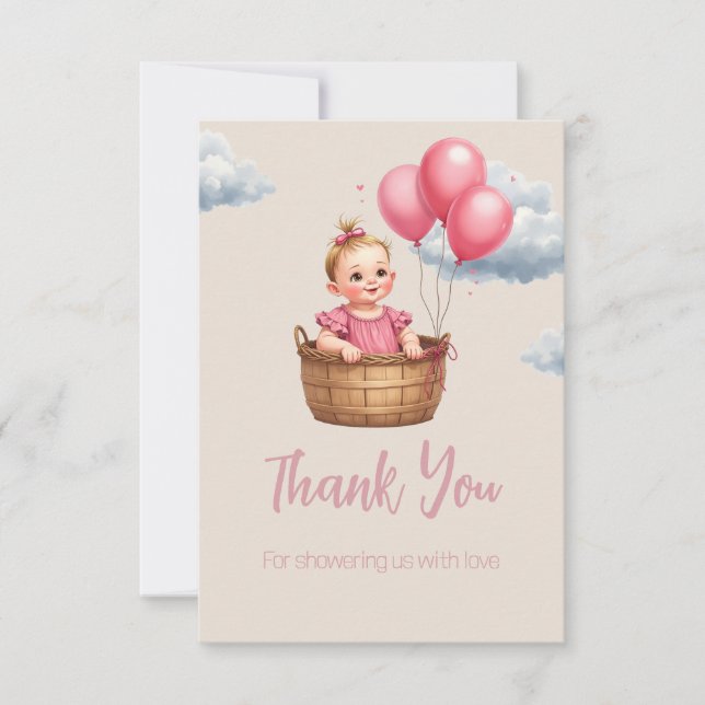 Oh Baby Shower Pink Dankeskarte (Vorderseite)