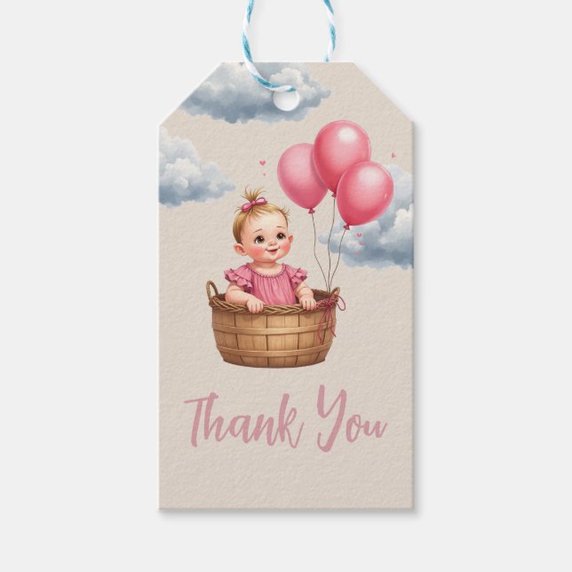 Oh Baby Shower Pink Geschenkanhänger (Vorderseite)