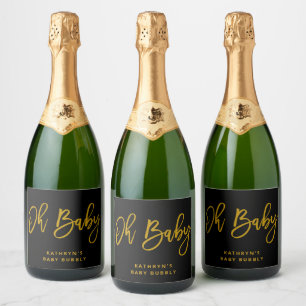 Oh Baby Shower Sparkling Wine Bottle Label