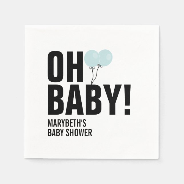 Oh Baby Simple Blue Balloon Baby Dusche Napkin Serviette (Vorderseite)