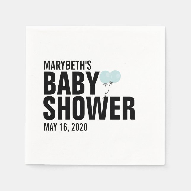 Oh Baby Simple Blue Balloon Baby Dusche Napkin Serviette (Vorderseite)