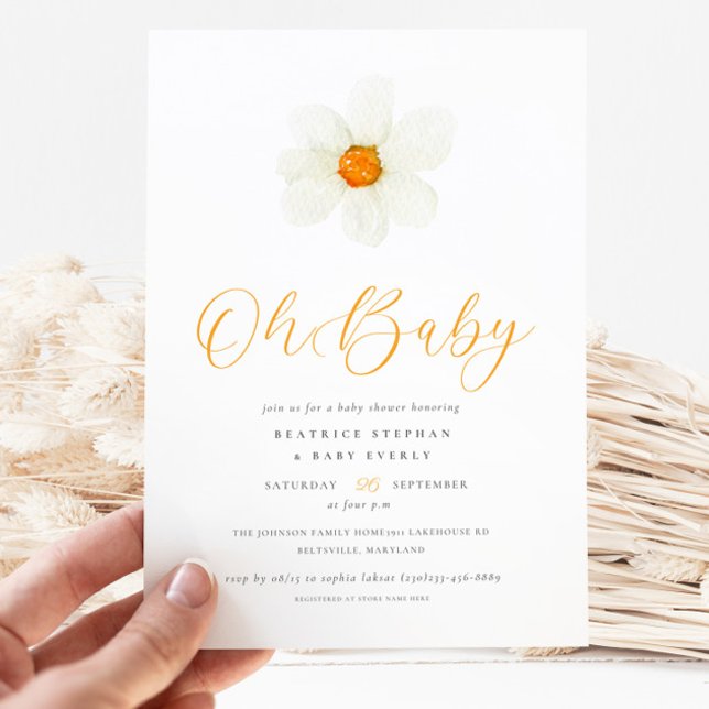 Oh Baby Simple Daisy Gender Neutral Baby Dusche Einladung (Von Creator hochgeladen)