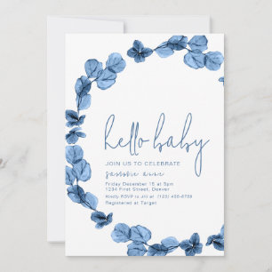 Oh Baby Simple Dark Blue Baby Dusche laden ein Einladung