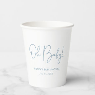 Oh Baby Sky Blue Personalisiert Baby Dusche Pappbecher