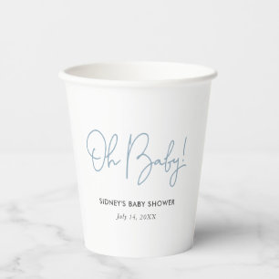 Oh Baby Sky Blue Personalisiert Baby Dusche Pappbecher