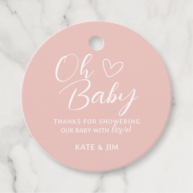 Oh Baby Soft Blush Pink Danke Babydusche Geschenkanhänger (Vorderseite)